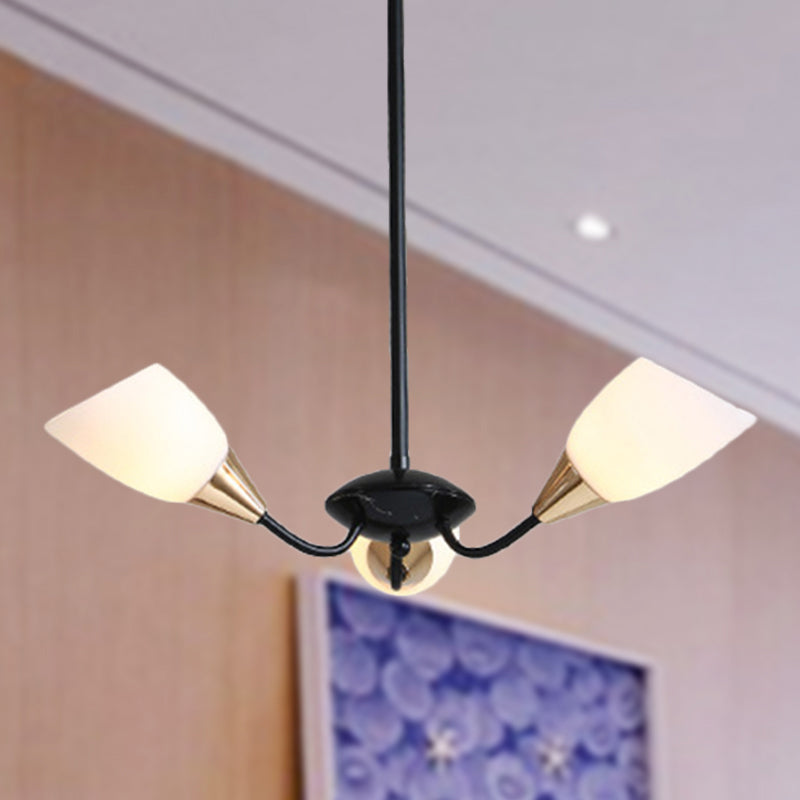 Modern Beveled Glass Chandelier With Starburst Design - Black Hanging Ceiling Light (3/6/8 Heads)
