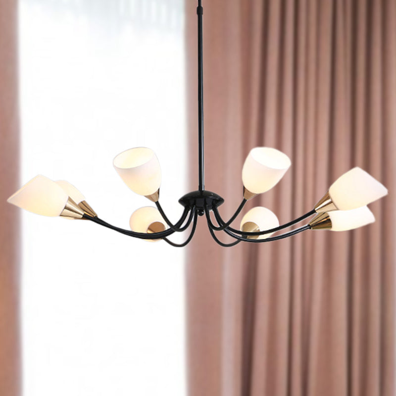 Modern Beveled Glass Chandelier With Starburst Design - Black Hanging Ceiling Light (3/6/8 Heads) 8