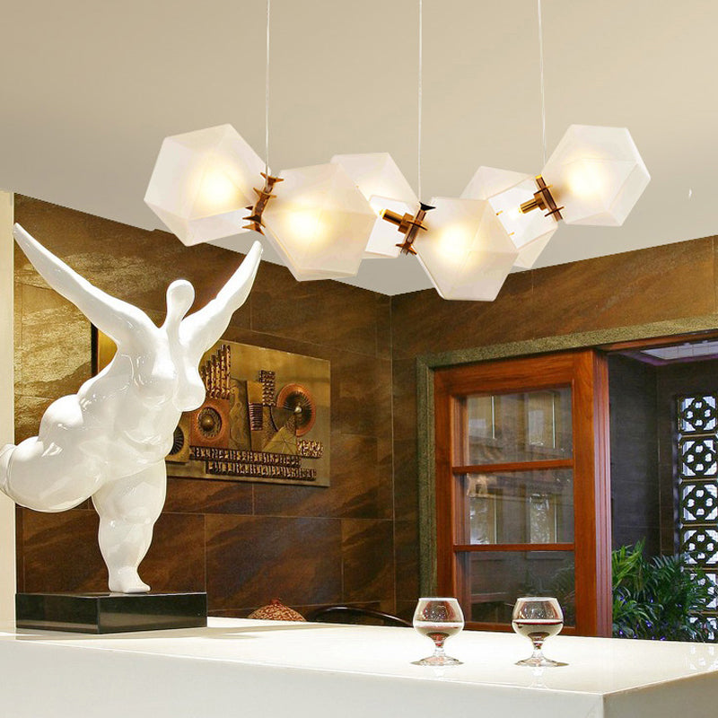 Postmodern Geometric Frosted Glass 6/8/10 Head Gold Hanging Chandelier for a Stylish Lighting Solution