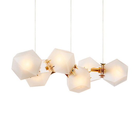 Postmodern Geometric Frosted Glass Chandelier - Gold Hanging Lamp Kit (6/8/10 Heads)