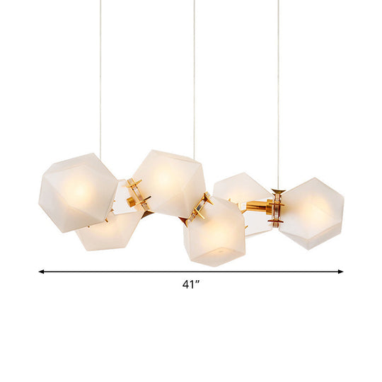 Postmodern Geometric Frosted Glass Chandelier - Gold Hanging Lamp Kit (6/8/10 Heads)