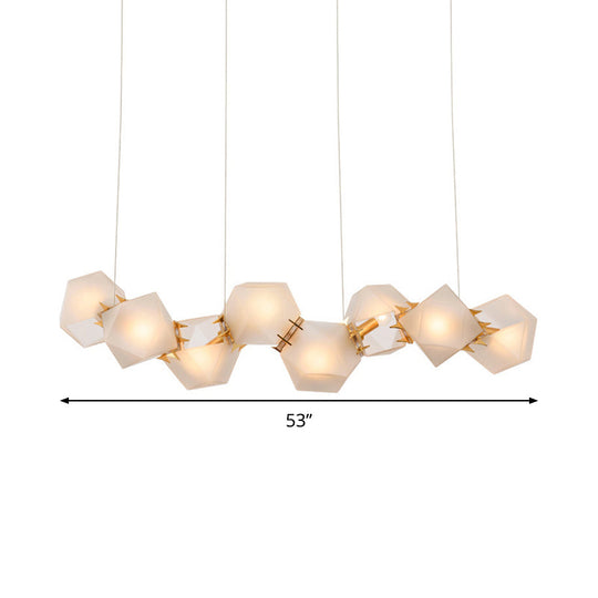 Postmodern Geometric Frosted Glass Chandelier - Gold Hanging Lamp Kit (6/8/10 Heads)