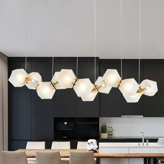 Postmodern Geometric Frosted Glass 6/8/10 Head Gold Hanging Chandelier for a Stylish Lighting Solution