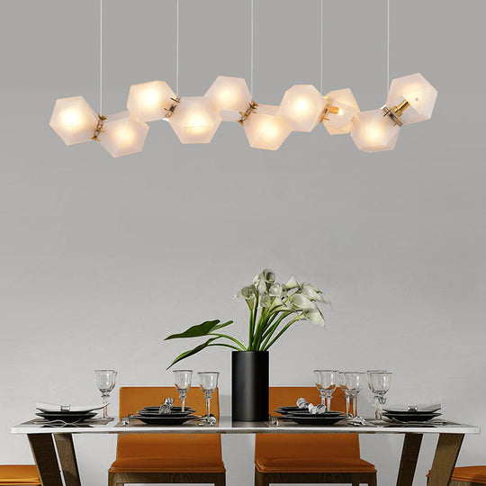 Postmodern Geometric Frosted Glass Chandelier - Gold Hanging Lamp Kit (6/8/10 Heads)