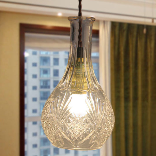 Modern Prism Glass Bottle Pendant Light For Dining Room Ceiling Clear / B
