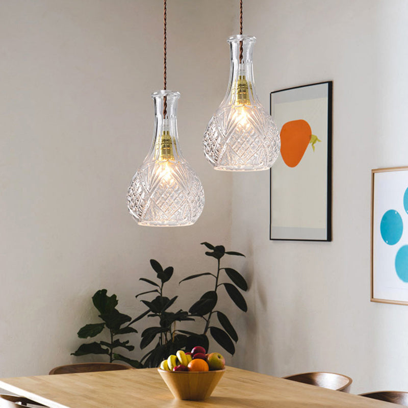 Modern Prism Glass Pendant Light for Dining Room - Clear, 1-Light Ceiling Fixture