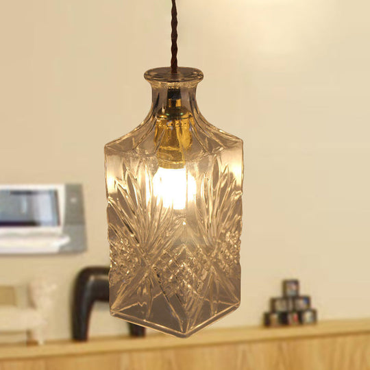 Modern Prism Glass Pendant Light for Dining Room - Clear, 1-Light Ceiling Fixture