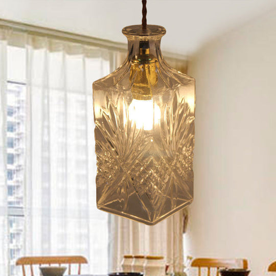 Modern Prism Glass Pendant Light for Dining Room - Clear, 1-Light Ceiling Fixture