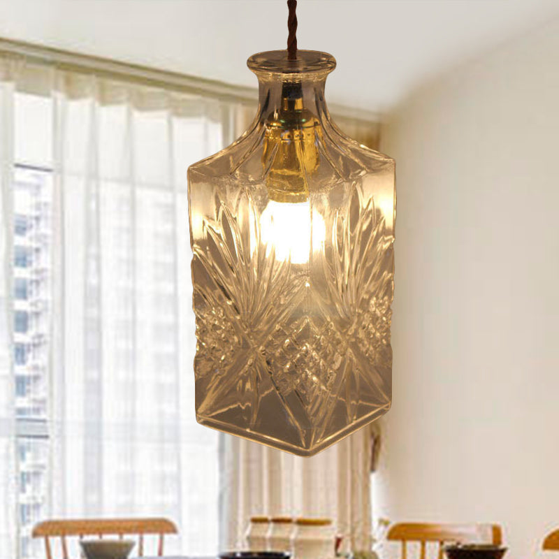 Modern Prism Glass Bottle Pendant Light For Dining Room Ceiling