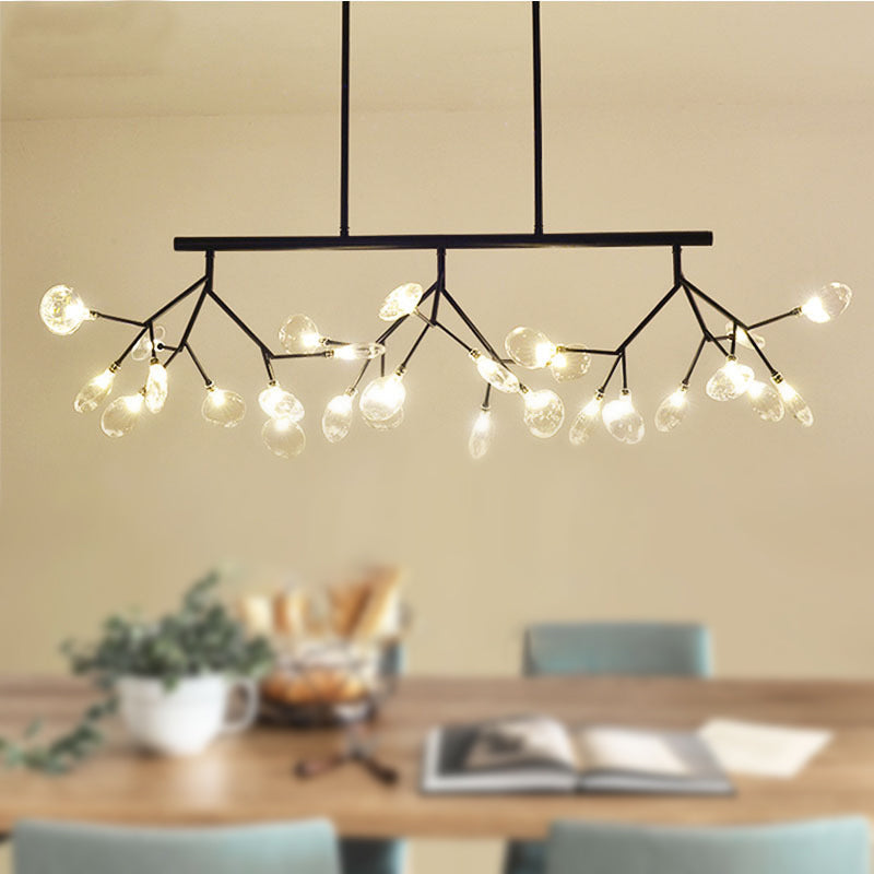 Modern Bubble Chandelier With Clear Glass 27 Heads Black/Gold - Dining Room Hanging Light Kit Black