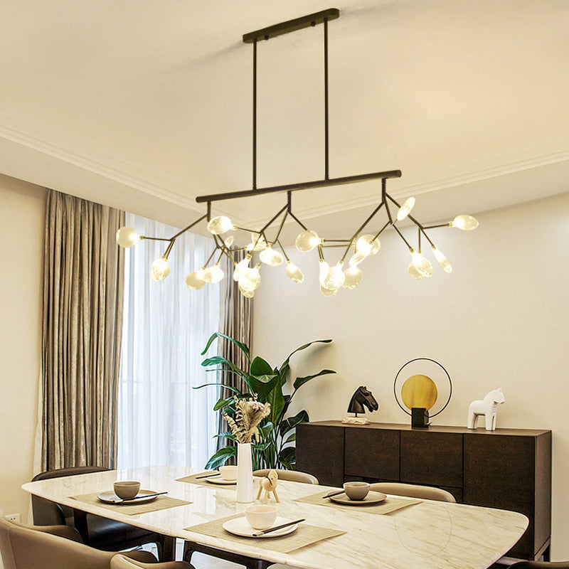 Modern Bubble Chandelier With Clear Glass 27 Heads Black/Gold - Dining Room Hanging Light Kit