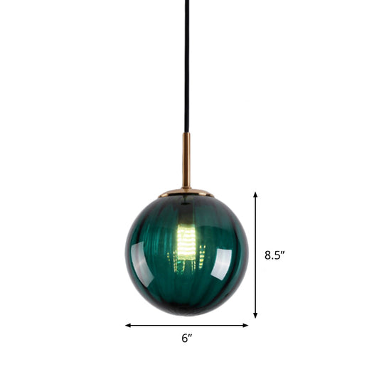 Macaron Amber/Green/Red Glass Bubble Pendant Light - 1 Head Ceiling Lamp for Bedrooms