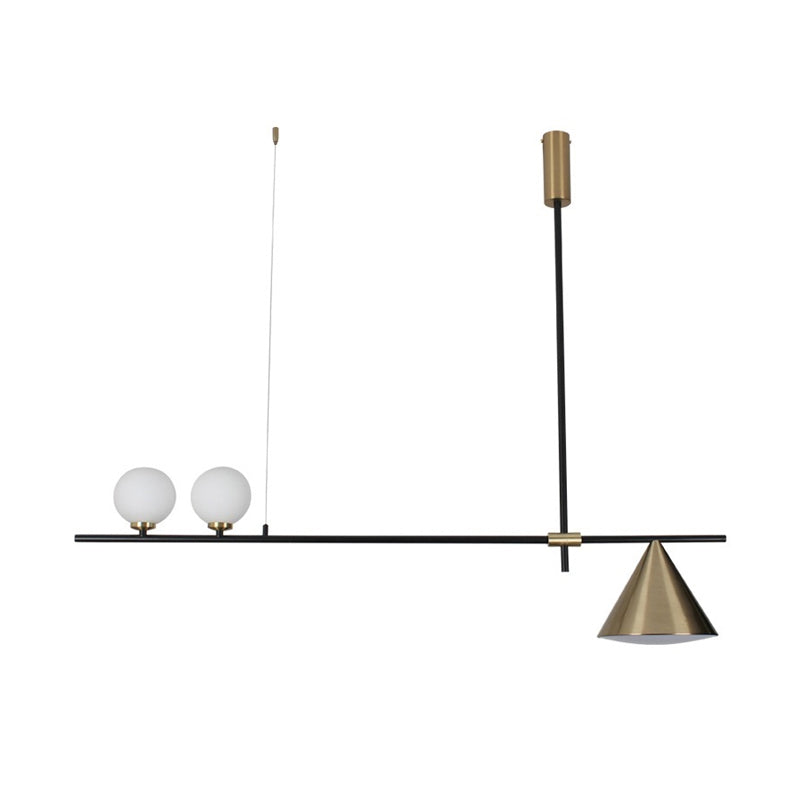Contemporary Metal Cone Island Light With 3 Heads And Gold/Black Finish For Dining Room Ceiling
