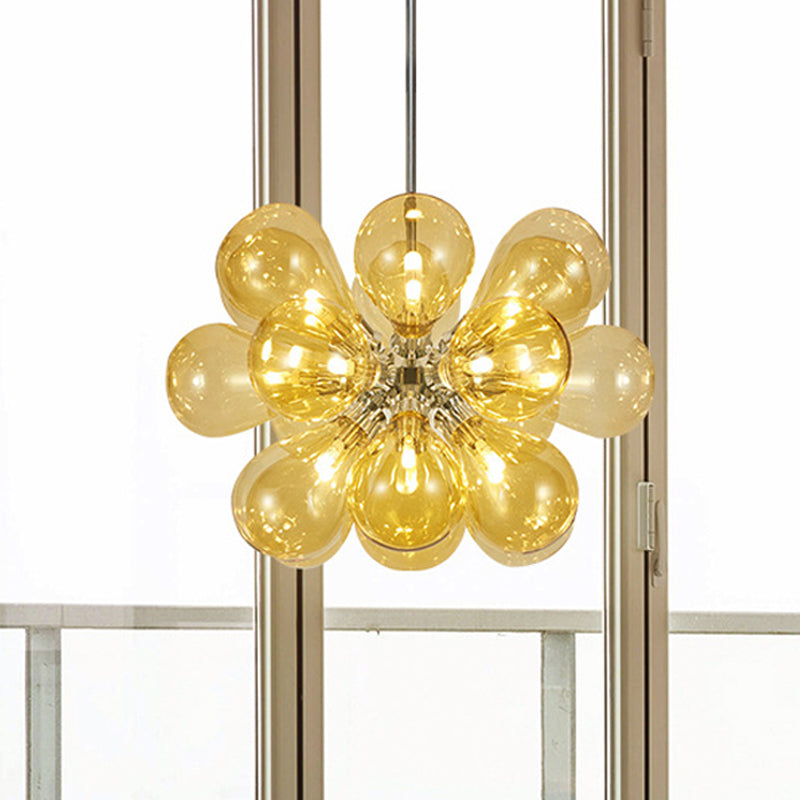 Modern Cognac Glass Bubble Chandelier - 18-Head Hanging Ceiling Light Fixture