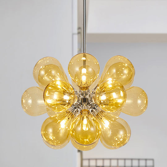 Modern Cognac Glass Bubble Chandelier - 18-Head Hanging Ceiling Light Fixture