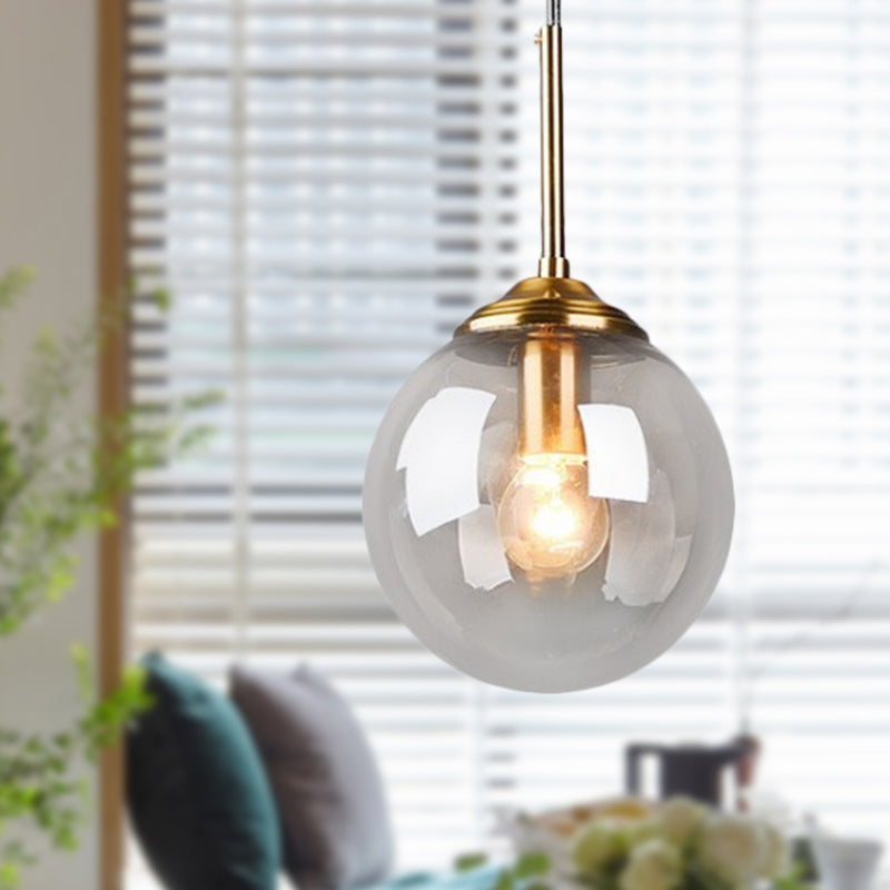 Amber/Clear/Smoke Gray Glass Globe Pendant Light for Contemporary Bedroom
