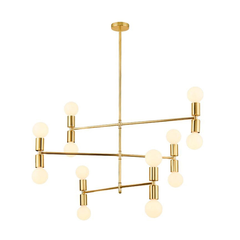 Modern Metal Chandelier With 3 Tiers 12 Gold Lights - Perfect For Bedroom!