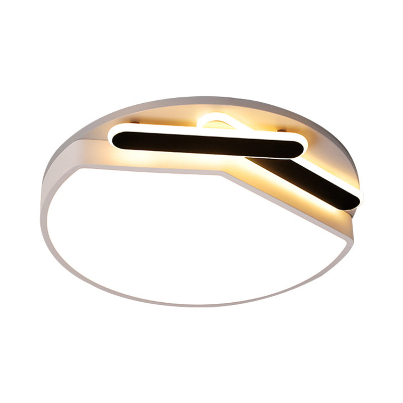 Contemporary Round Metal Ceiling Mounted Fixture: Gold/Black & White Led Light (16.5/20.5) -