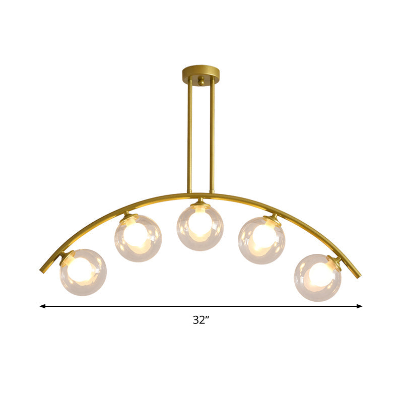 Modern Metal Arc Chandelier with Glass Ball Shades - 5/7/9 Lights Pendant Ceiling Light
