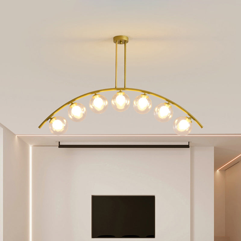 Modern Metal Arc Chandelier With Glass Ball Shades - 5/7/9 Light Pendant Ceiling Fixture