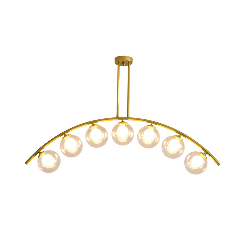 Modern Metal Arc Chandelier with Glass Ball Shades - 5/7/9 Lights Pendant Ceiling Light