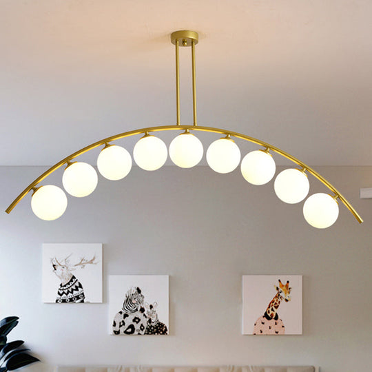 Modern Metal Arc Chandelier With Glass Ball Shades - 5/7/9 Light Pendant Ceiling Fixture 9 / White