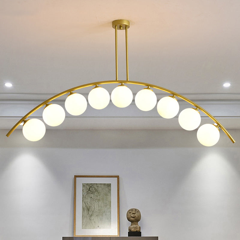 Modern Metal Arc Chandelier With Glass Ball Shades - 5/7/9 Light Pendant Ceiling Fixture