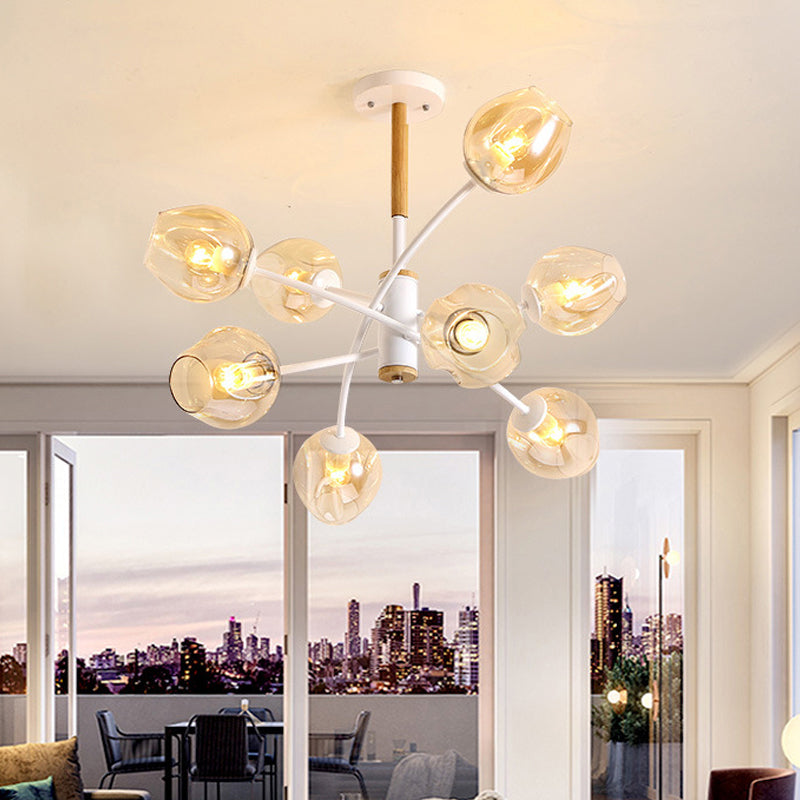 Contemporary Dome Chandelier With Blue/Tan Glass 6/8 Lights - Stylish Pendant Light For Living Room