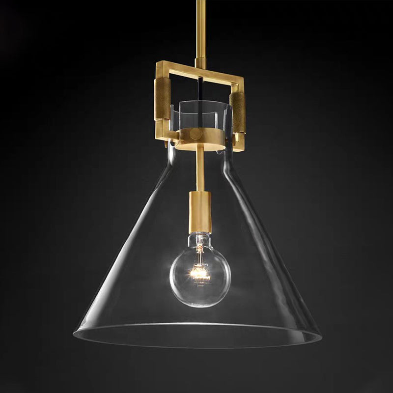 Postmodern 1 Head Pendant Light Brass Hanging Lamp Dome/Globe/Cone with Clear Glass Shade, 12"/12.5"/14" Wide