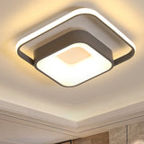 Minimalist Led Ceiling Light Square Metal Fixture With Stepless Dimming And Remote Control In