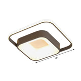 Minimalist Led Ceiling Light Square Metal Fixture With Stepless Dimming And Remote Control In