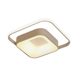 Minimalist Led Ceiling Light Square Metal Fixture With Stepless Dimming And Remote Control In