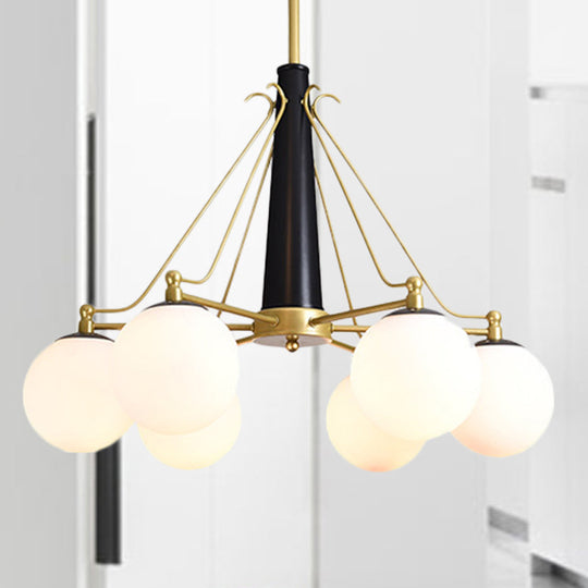 Milky Glass Chandelier Light Fixture - Modern Style, 6/8 Lights, Gold Finish, Ideal for Living Room Ceiling Pendant Lighting