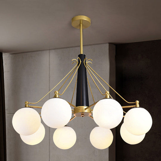 Milky Glass Chandelier Pendant Light - Modern Global Style Gold Finish 6/8 Lights Ideal For Living