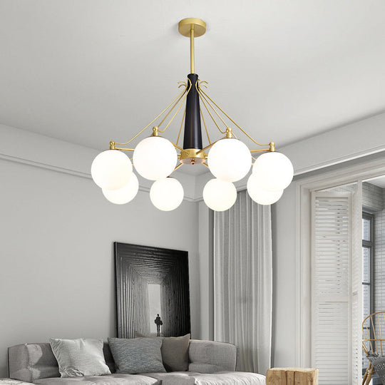 Milky Glass Chandelier Light Fixture - Modern Style, 6/8 Lights, Gold Finish, Ideal for Living Room Ceiling Pendant Lighting