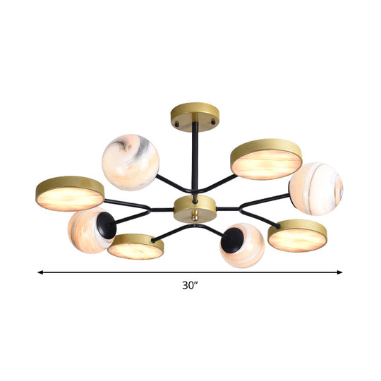 Hand Blown Glass Chandelier With Contemporary Style - Round 6/8 Lights Gold Finish