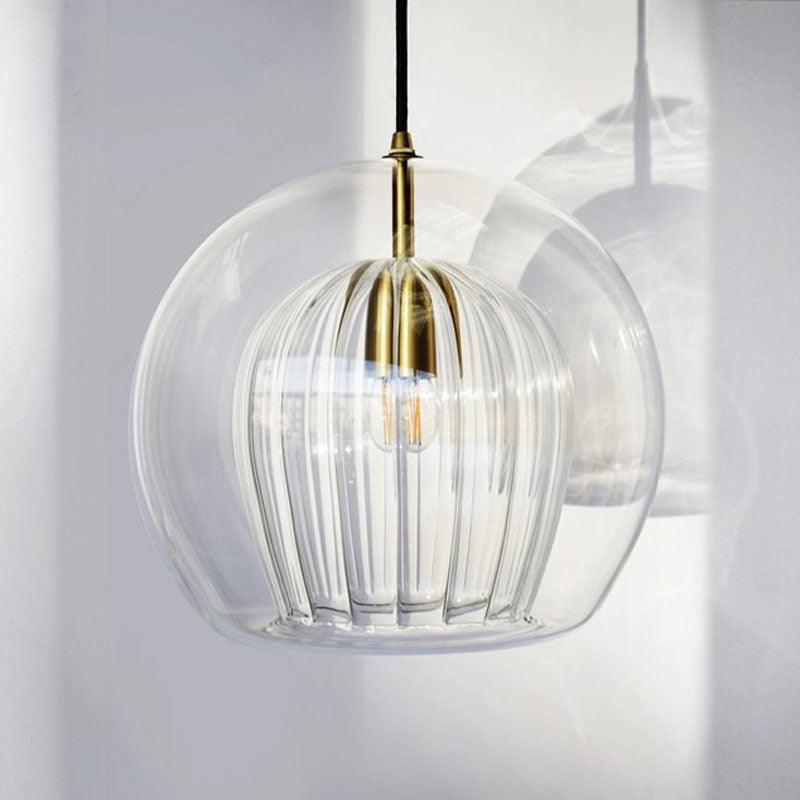 Globe Clear Glass Stairway Pendant Lighting - Nordic Hanging Lamp Kit, 1 Head, 6"/8"/10" Wide