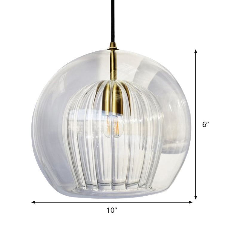 Globe Stairway Pendant Lighting Clear Glass 1 Head Nordic Hanging Lamp Kit, 6"/8"/10" Wide