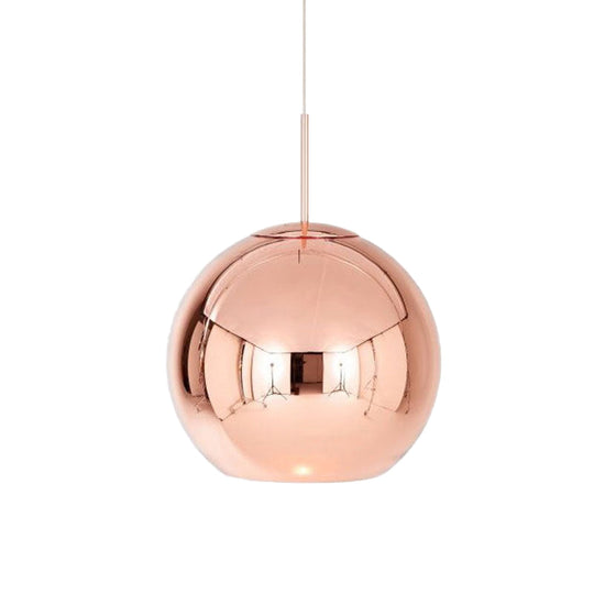 Contemporary Copper Pendant Ceiling Light With Mirror Glass Shade