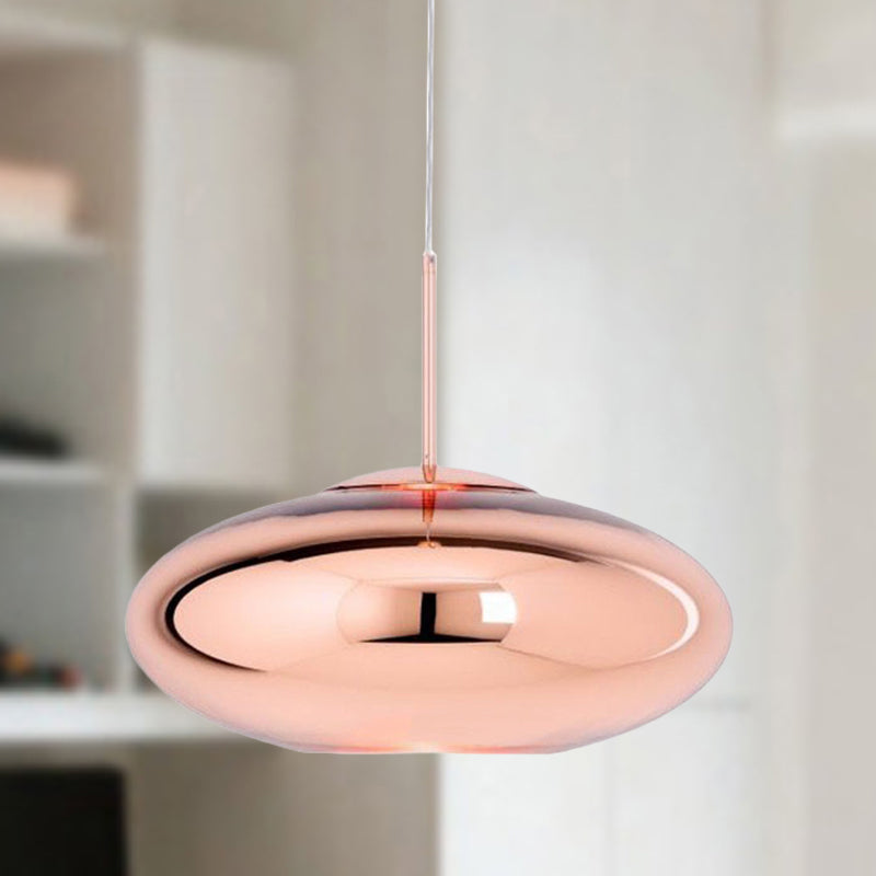 Contemporary Copper Pendant Ceiling Light With Mirror Glass Shade / 19.5