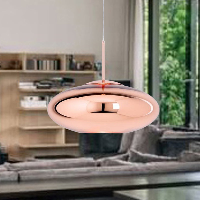 Modern Hanging Light Copper Globe Pendant Ceiling Light with Mirror Glass Shade