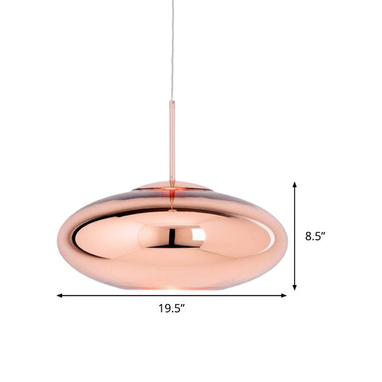 Contemporary Copper Pendant Ceiling Light With Mirror Glass Shade