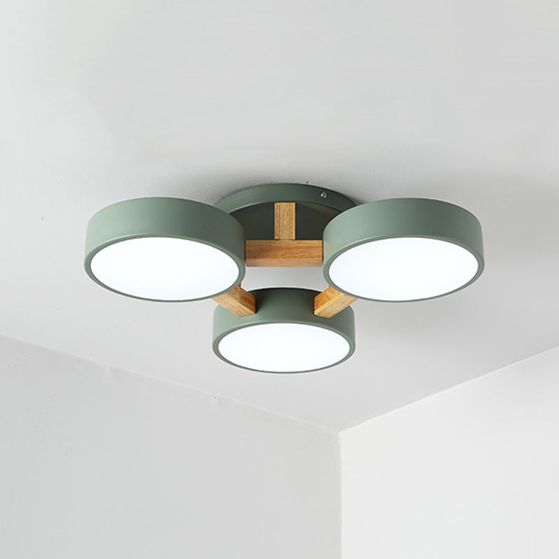 Macaron Metal 4-Head Circular Flush Mount Ceiling Light With Acrylic Diffuser - 21/24.5 Wide In