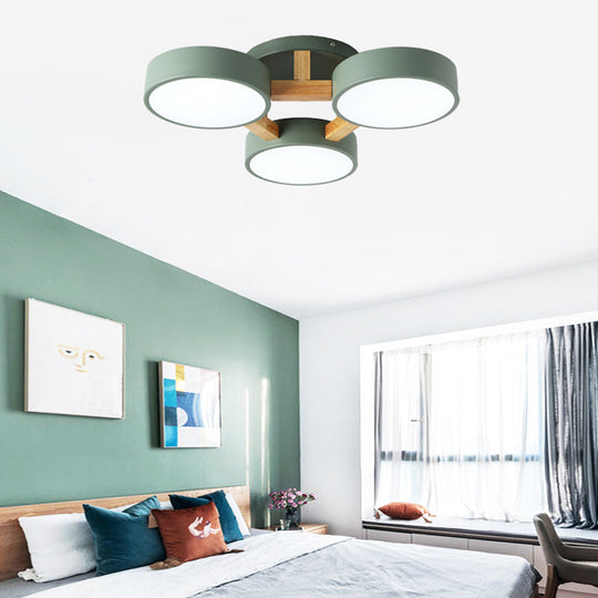 Macaron Metal 4-Head Circular Flush Mount Ceiling Light With Acrylic Diffuser - 21/24.5 Wide In