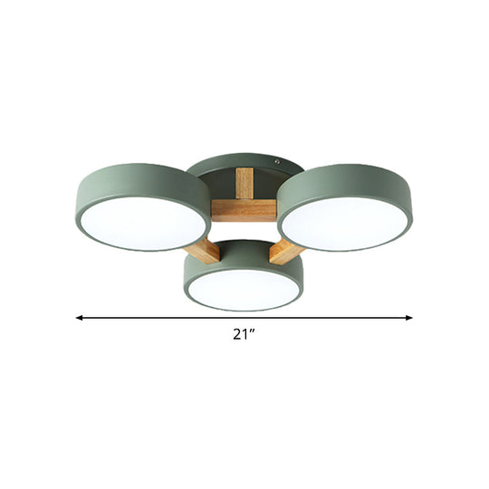 Macaron Metal 4-Head Circular Flush Mount Ceiling Light With Acrylic Diffuser - 21/24.5 Wide In