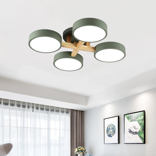 Macaron Metal 4-Head Circular Flush Mount Ceiling Light With Acrylic Diffuser - 21/24.5 Wide In