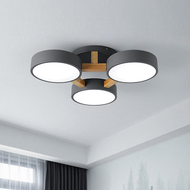 Macaron Metal 4-Head Circular Flush Mount Ceiling Light With Acrylic Diffuser - 21/24.5 Wide In