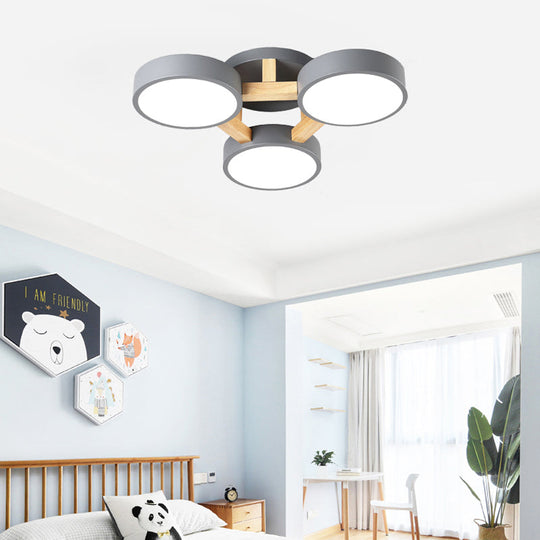 Macaron Metal 4-Head Circular Flush Mount Ceiling Light With Acrylic Diffuser - 21/24.5 Wide In