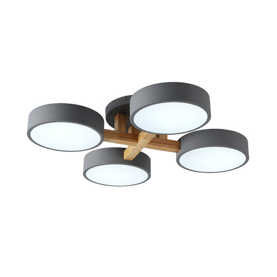 Macaron Metal 4-Head Circular Flush Mount Ceiling Light With Acrylic Diffuser - 21/24.5 Wide In