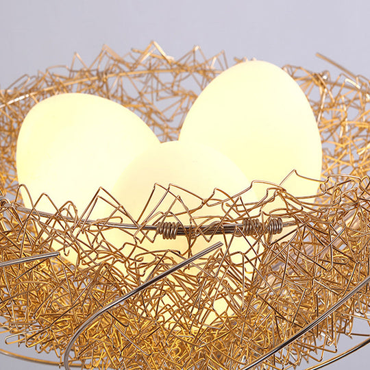 Modern Gold Goose Chandelier Light - Egg Design, 3-Light Metal Pendant